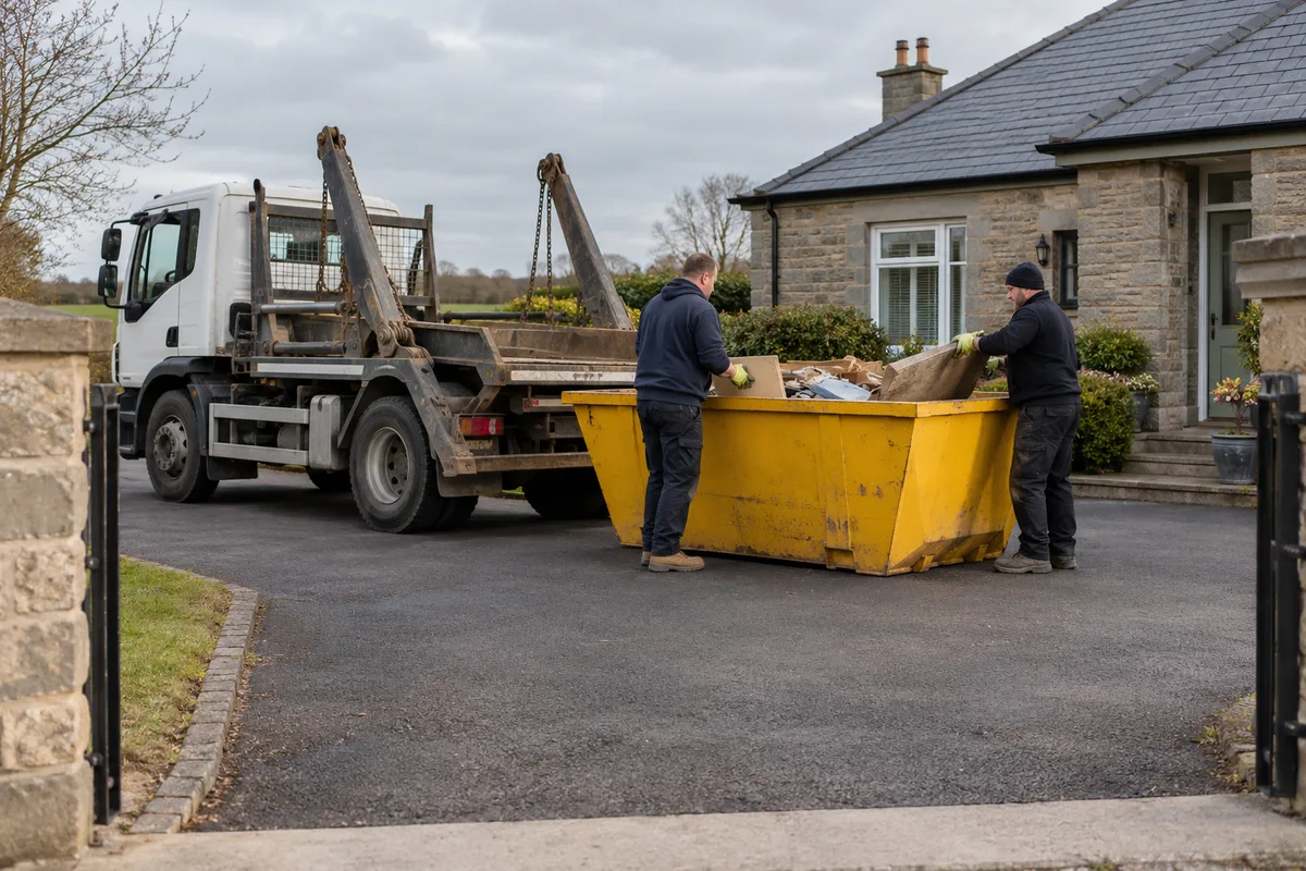 Skip delivery access on a clear private driveway