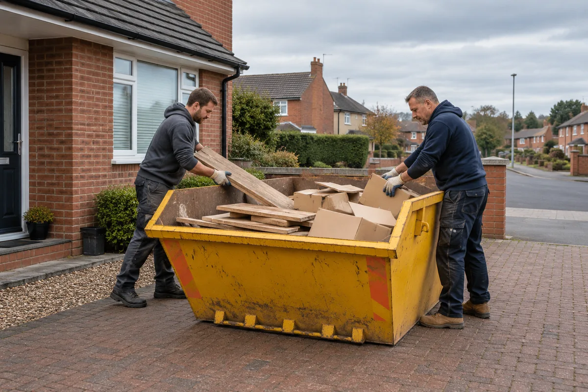 Level-filled skip with a clear route for collection