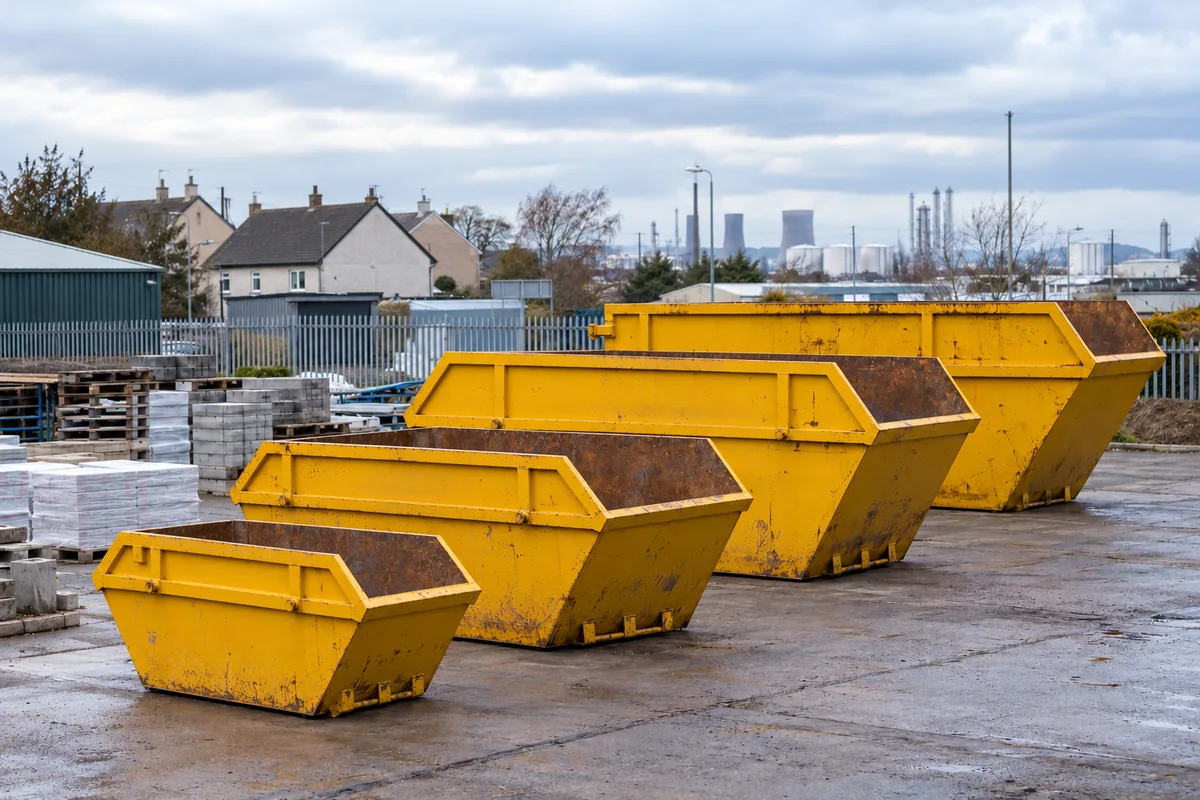 A range of skip sizes on a private yard