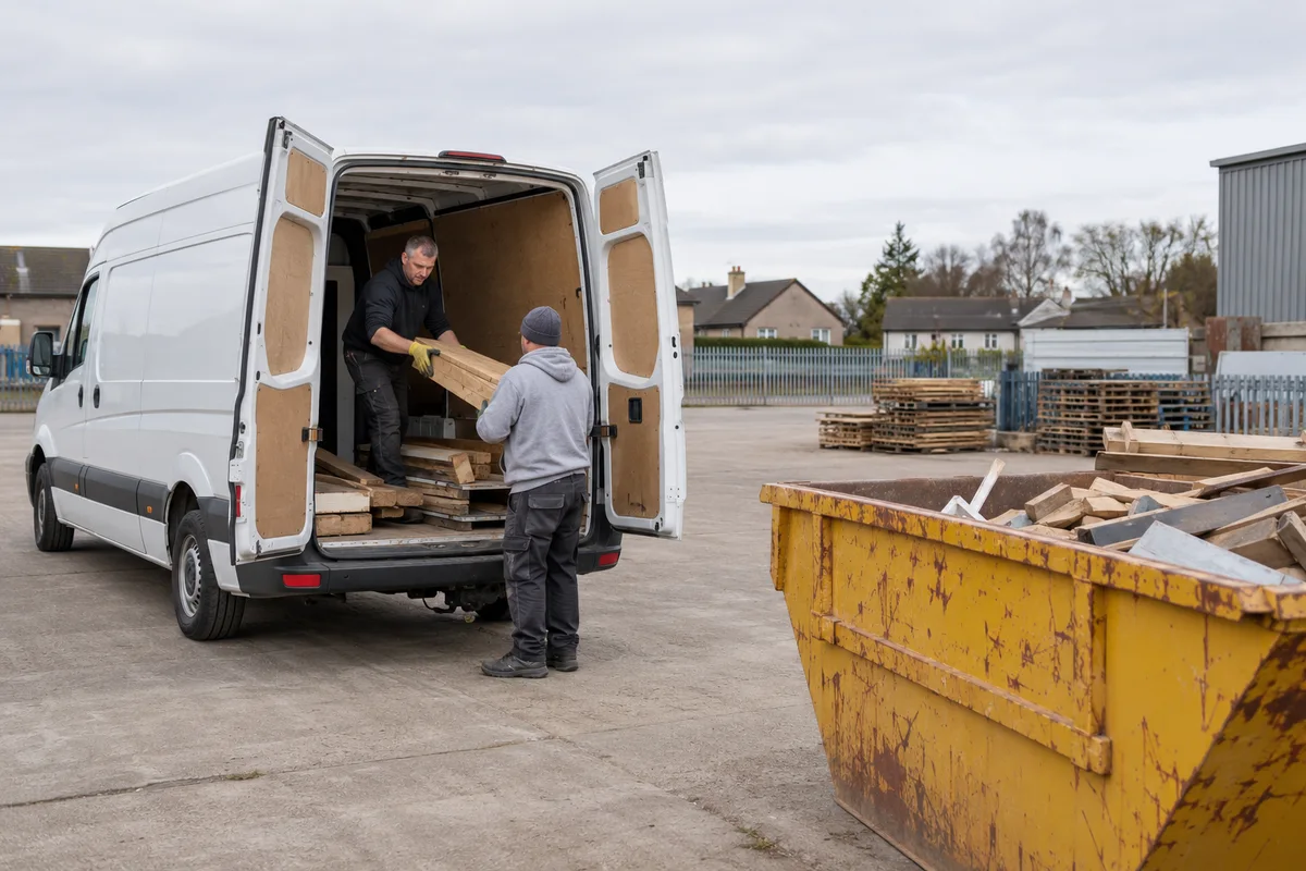 Private loading space around a waste collection van